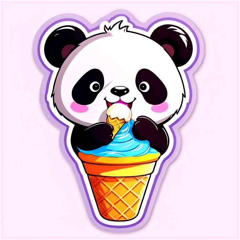 Panda eating ice cream emoji