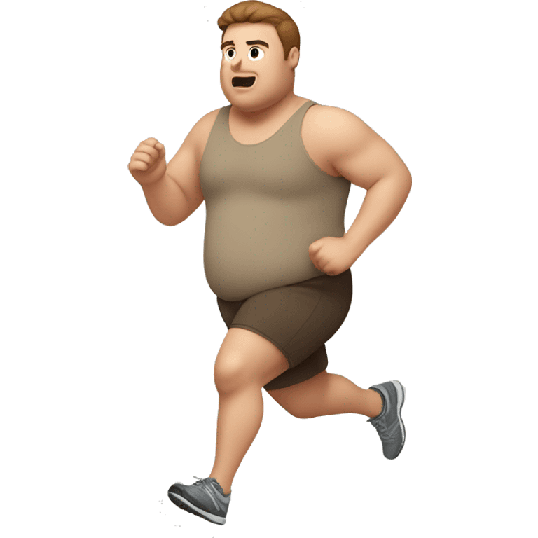 A fat white guy with straight brown hair running in athletic clothes emoji