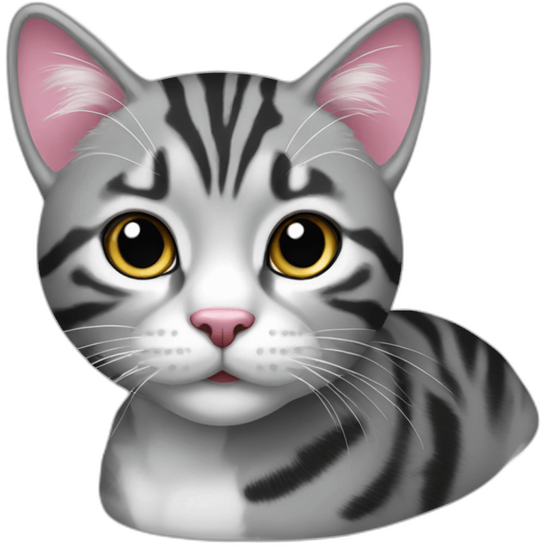 silver tabby with pink nose and white spot emoji