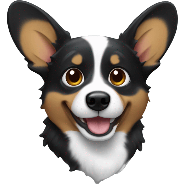 Black corgi with droppy está emoji