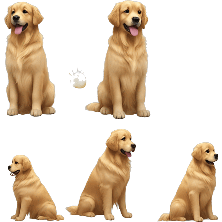 I would like un chien golden retriever assis surles pattes rrières emoji