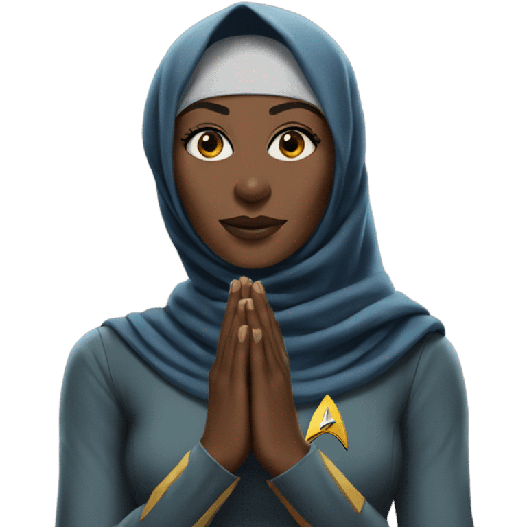 Black Hijabi Star Trek hand  emoji