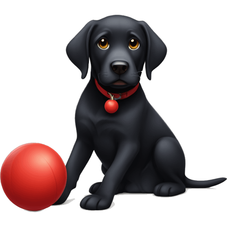 Black lab with red Kong ball  emoji