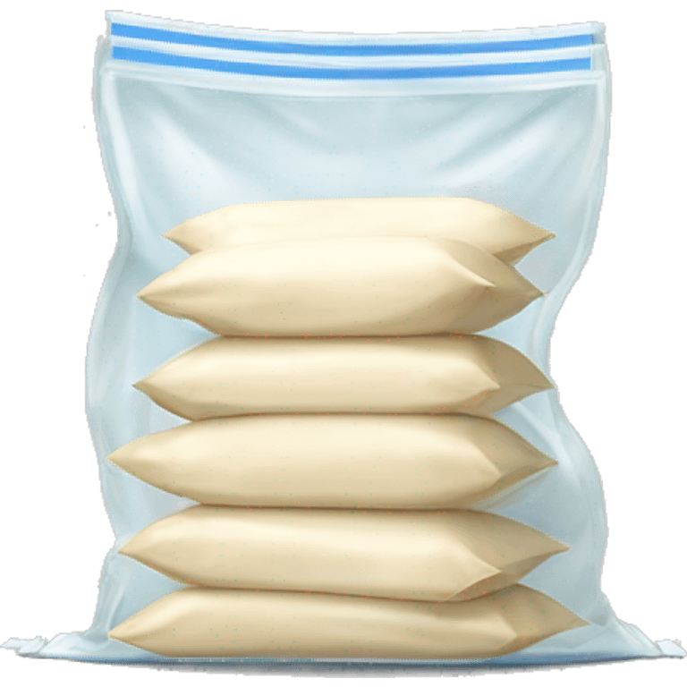 large ziplock bag filled with smaller flat vertically stacked bags on milk emoji