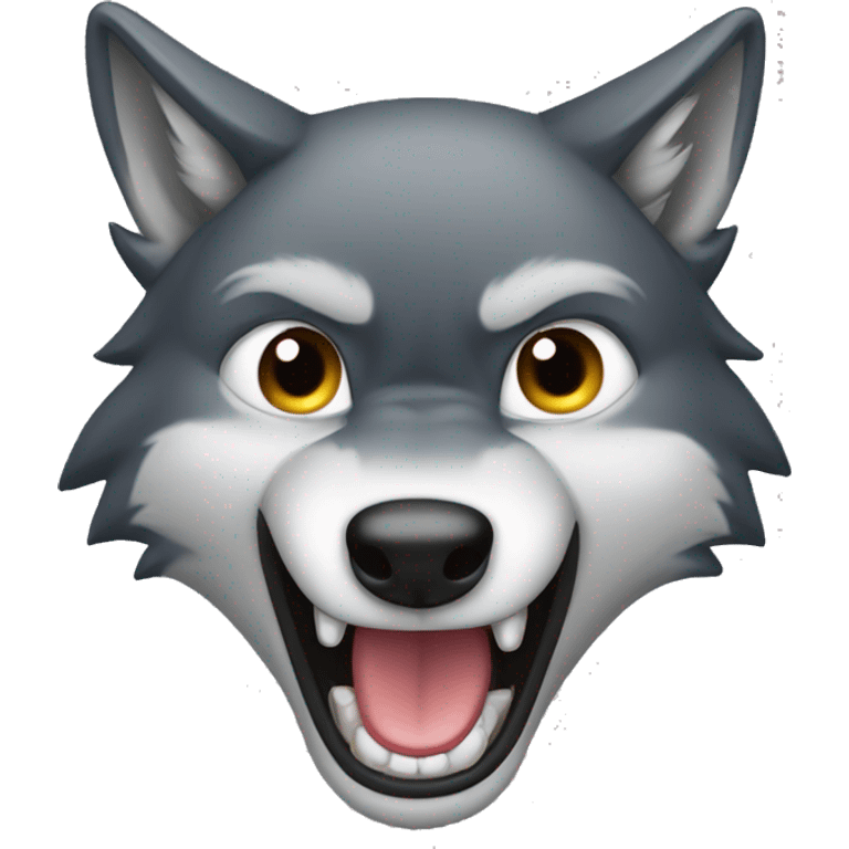 A wolf who shows his lower teeth and hides his upper ones  emoji