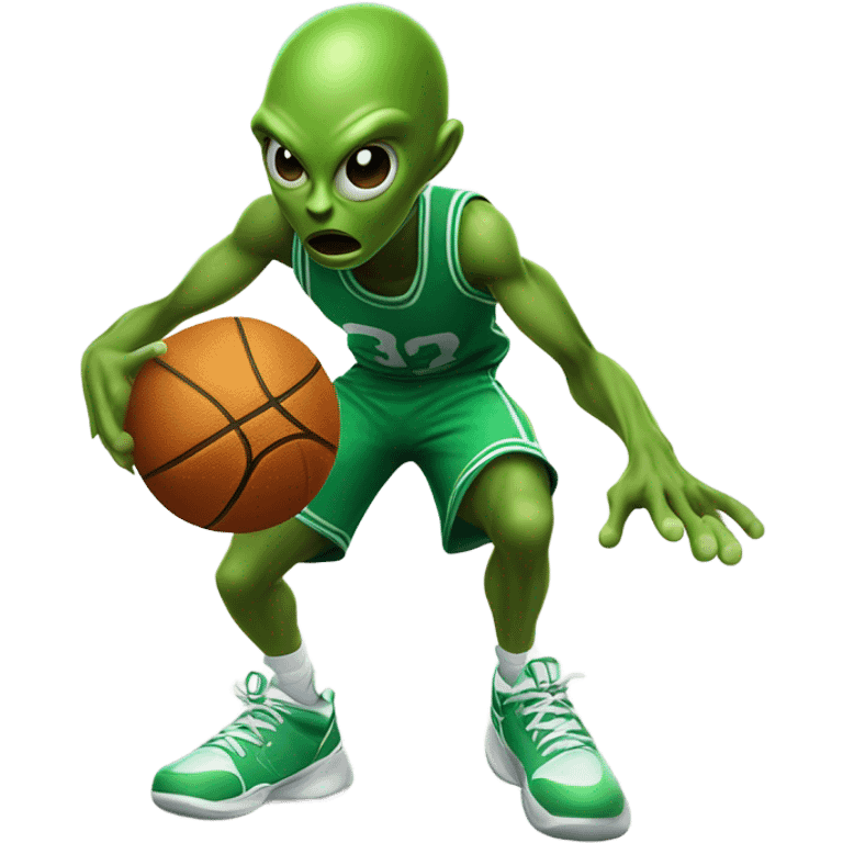 Alien playing basketball emoji