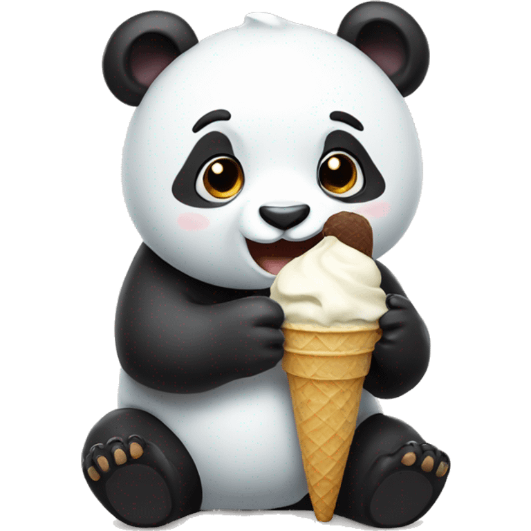 Panda eating ice cream emoji