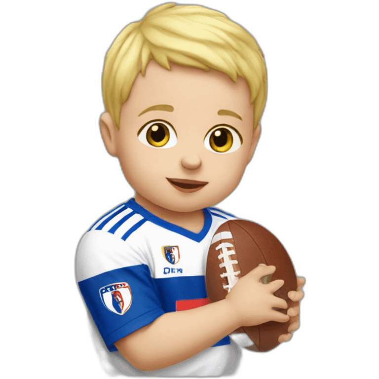 blond baby with a French team football t-shirt emoji