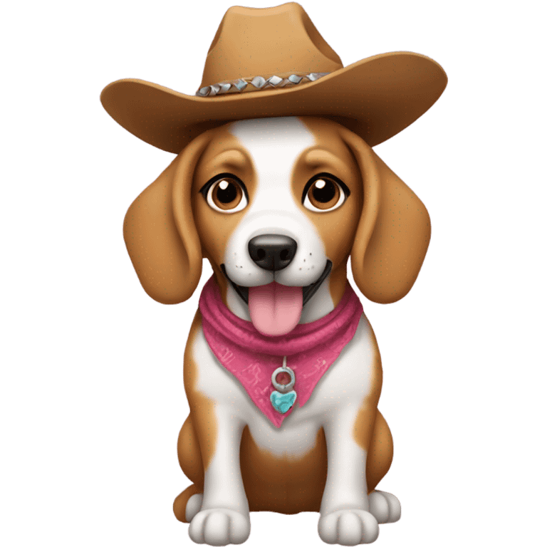 dog wearing a cowgirl hat emoji