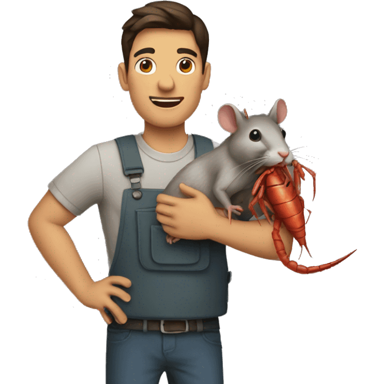 guy holding rat holding crawfish emoji