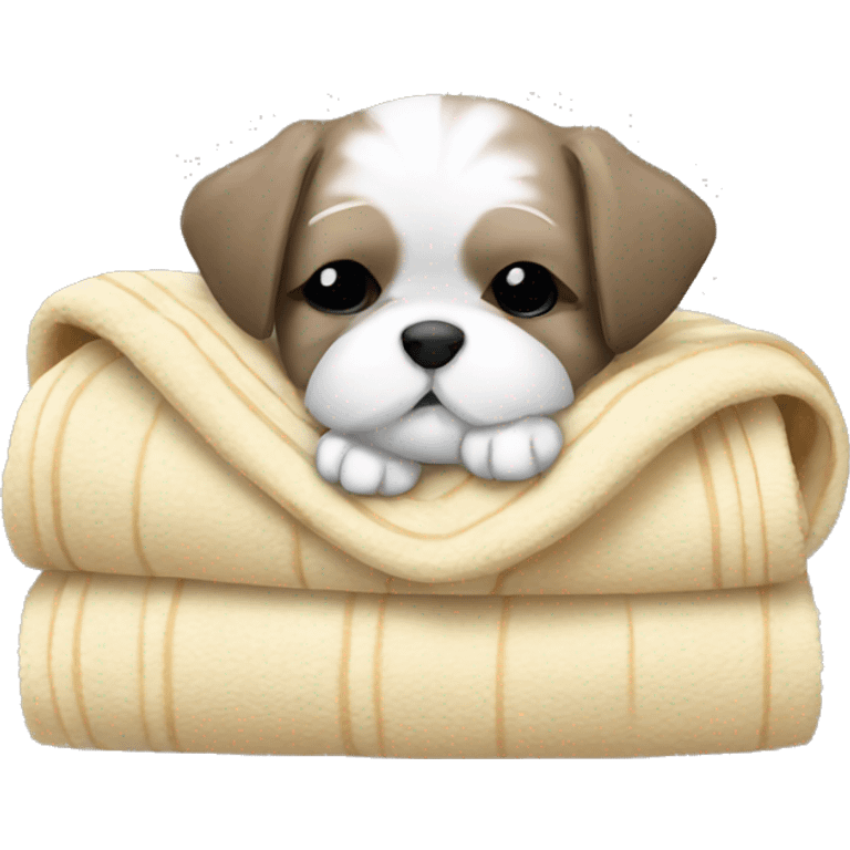 Shi - tzu puppy sleeping with a blanket emoji