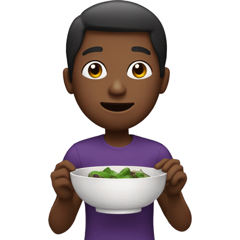 Black guy eating bowl of eggplant emoji