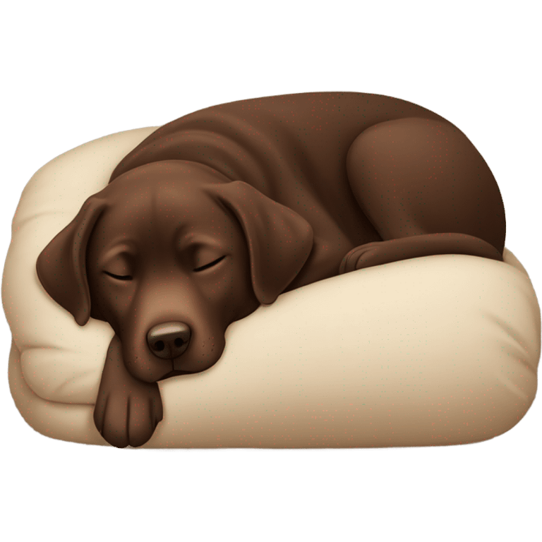 Chocolate lab curled up sleeping  emoji