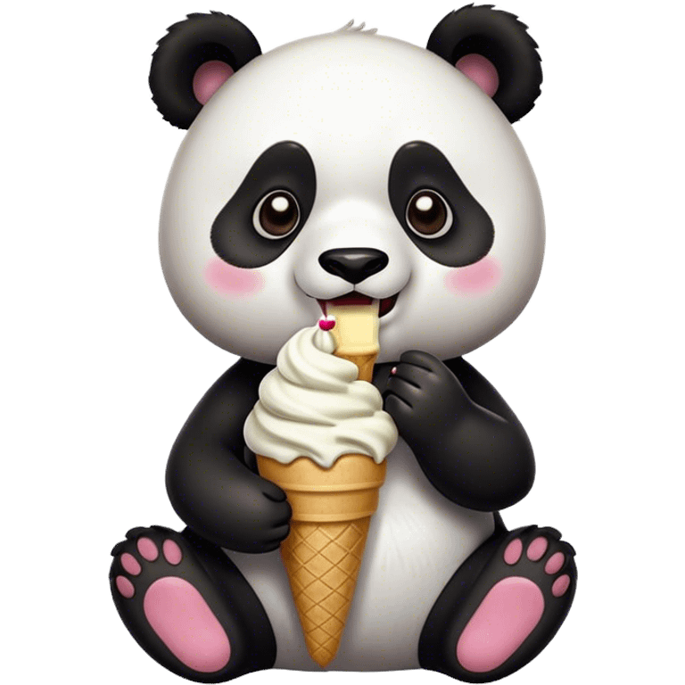 Panda eating ice cream emoji