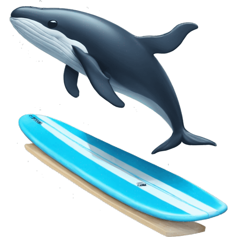 Whale on surfing board emoji