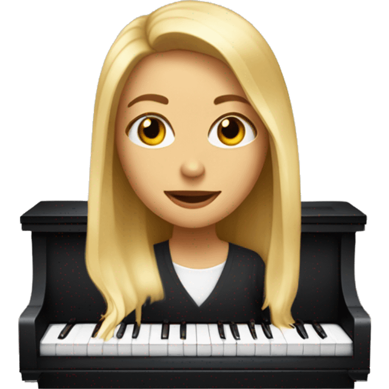 Une fille blonde au yeux marron qui fait du piano  emoji