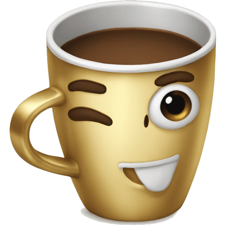 vintage Gold mug of coffe emoji