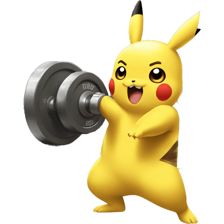 Pikachu cheering his bodybuilder friend in gym  emoji