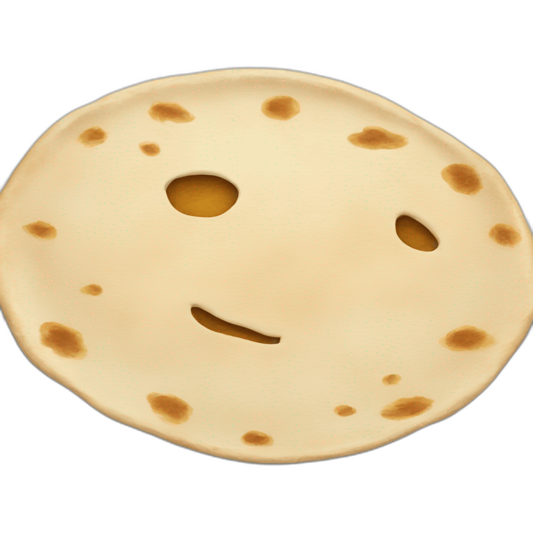 One Flat chapati in a white plate emoji