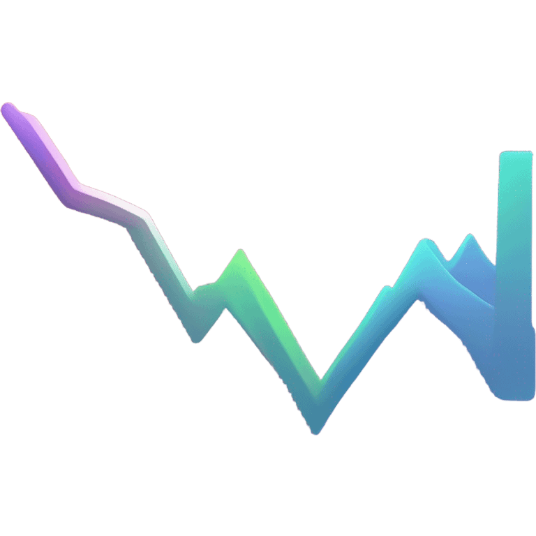 vaporware color themed line chart, stock price going up emoji