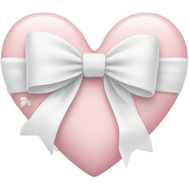 Pastel pink heart with white bow emoji