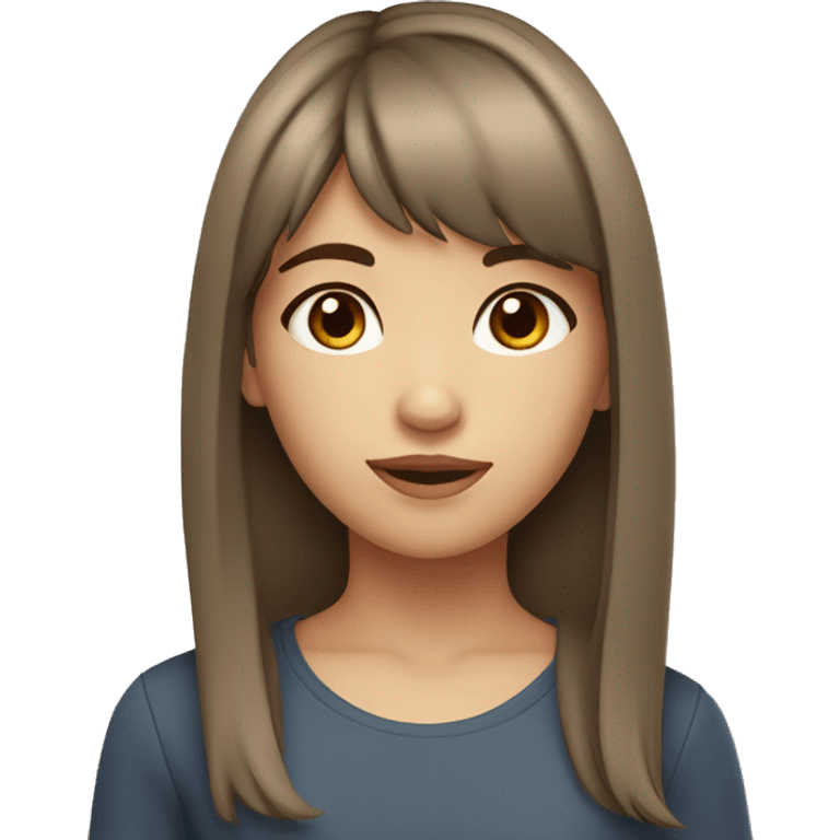 Girl with brown eyes brown hair with fair skin side bangs emoji