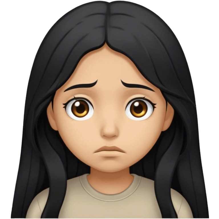 Sad tan hispanic girl long black hair emoji