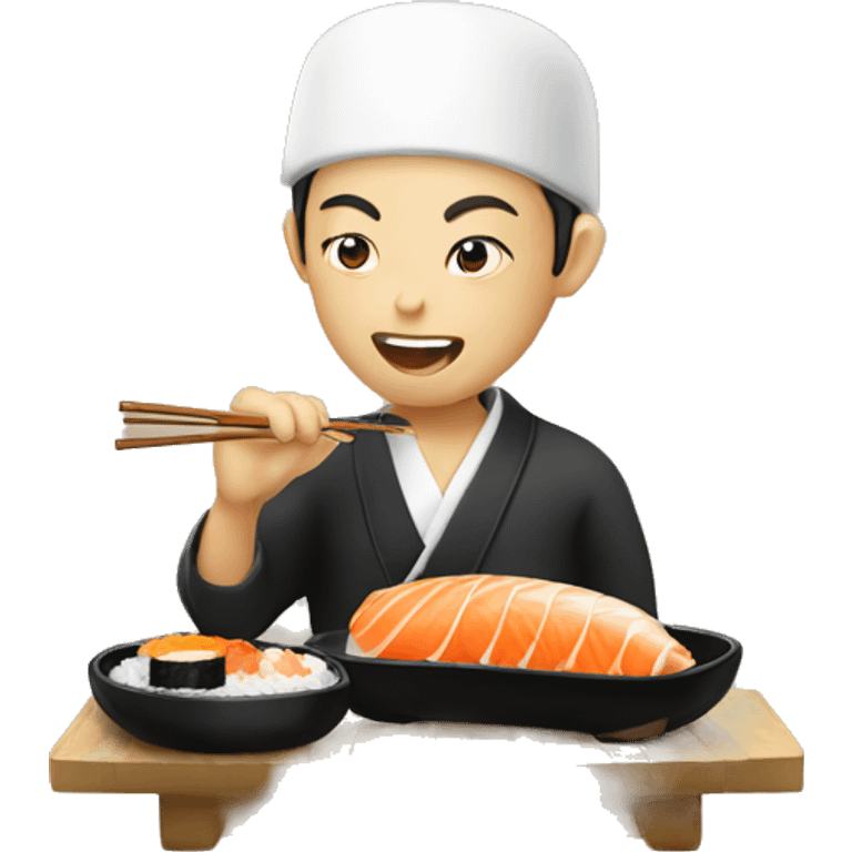 Chinese eating sushi emoji