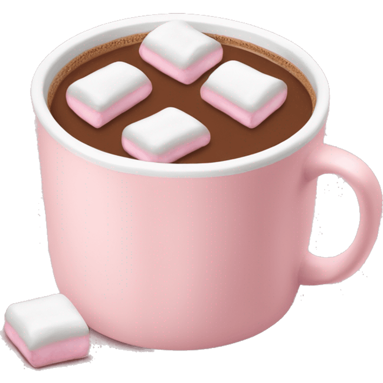 Light Pink mug of hot chocolate with marshmallows  emoji