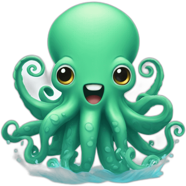 cute kraken with cute face flushing emoji