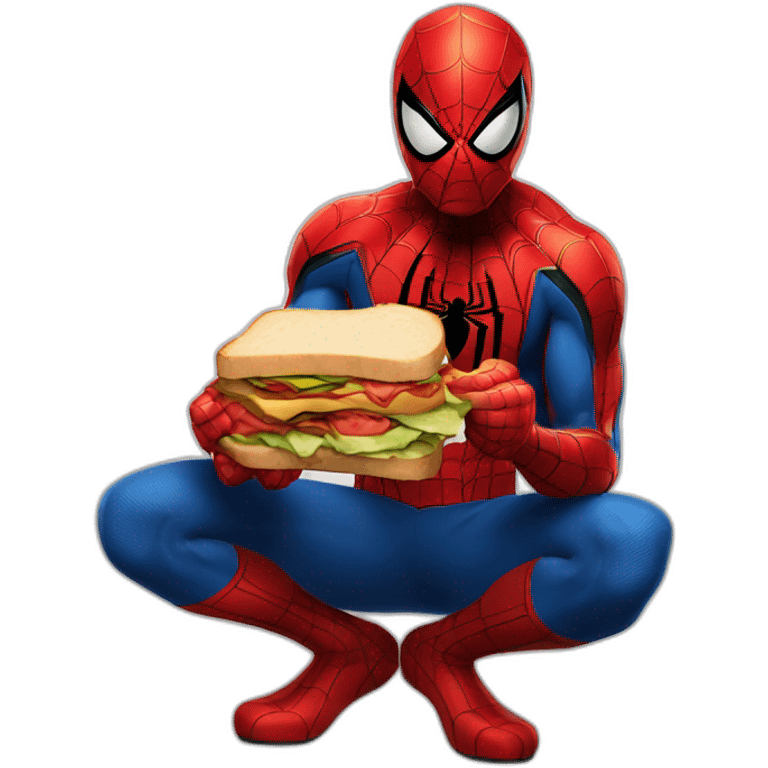 Spider-Man comiendo un sandwich emoji