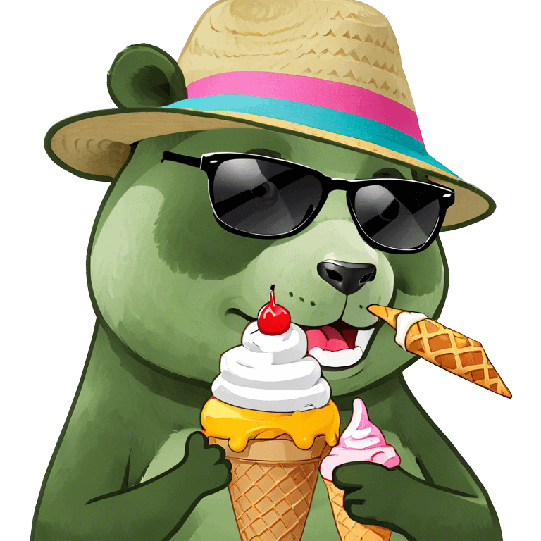 Panda eating ice cream emoji