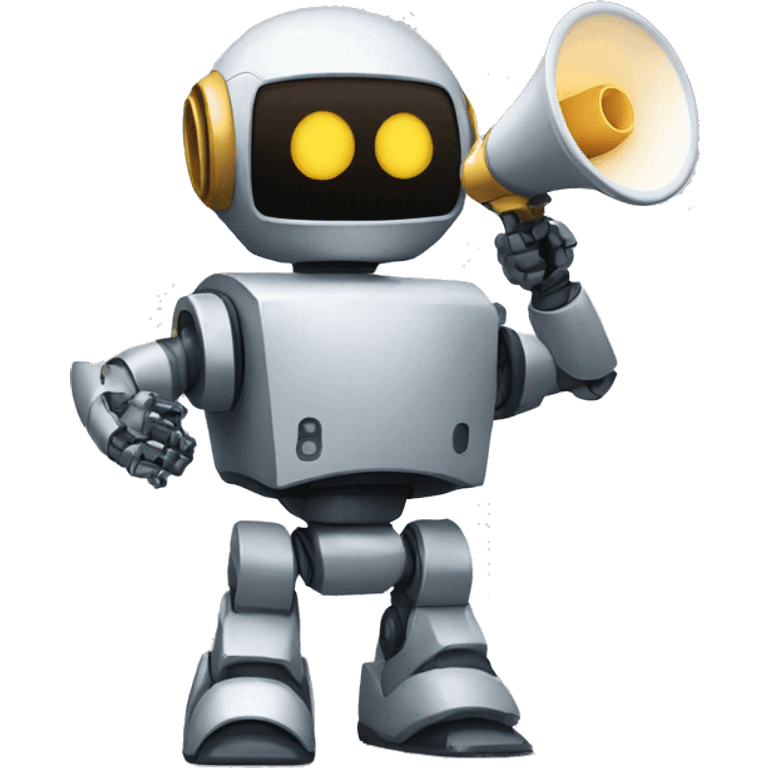 robot holding a megaphone emoji