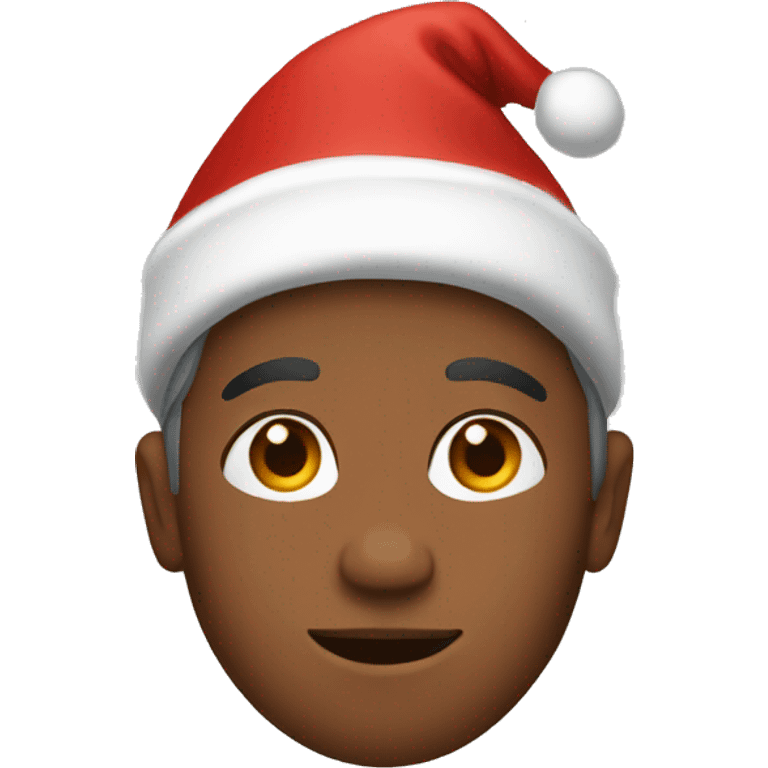 brown boy wearing a Christmas hat  emoji