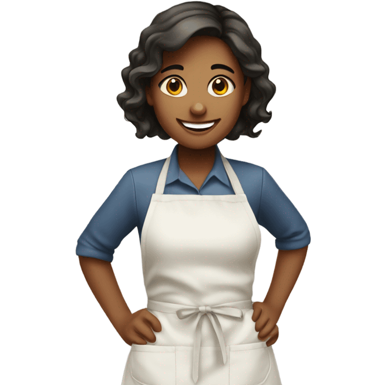 smiling girl in kitchen apron emoji