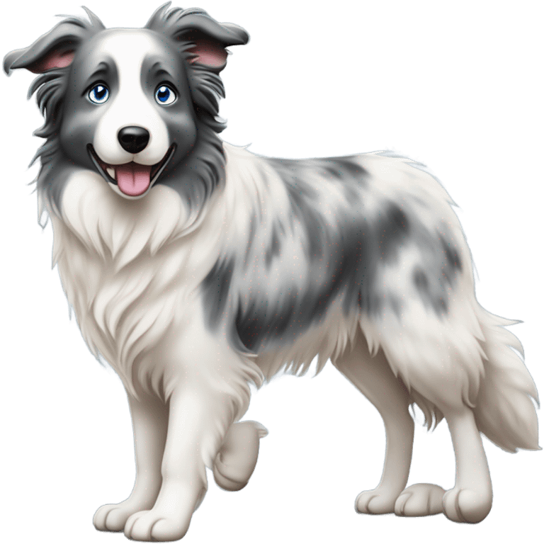 Blue eyes Seal merle Border collie walking emoji