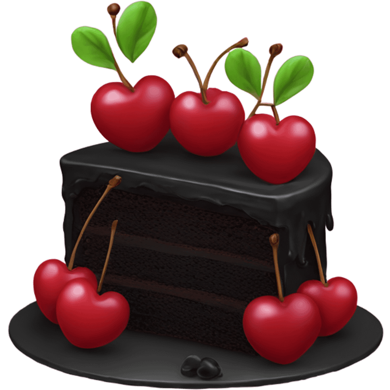 Black heart cake with cherries emoji