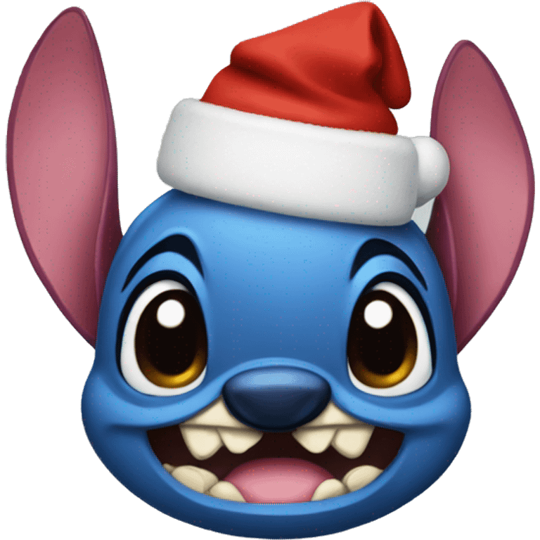 Stitch wearing a Christmas hat emoji