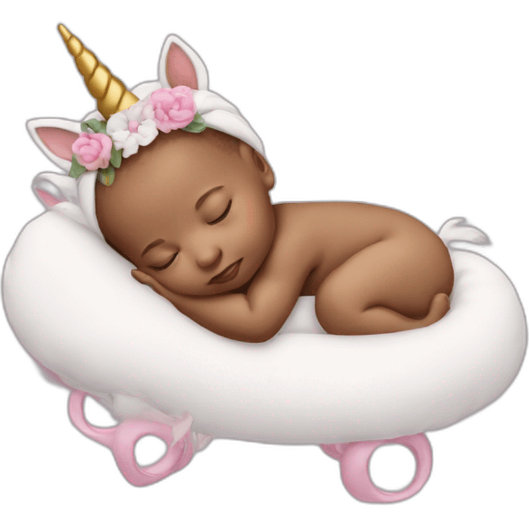 Sleeping Newborn with unicorn headband emoji