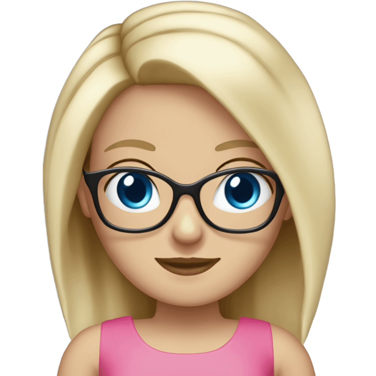 White girl blonde hair blue eyes pink dress wearing glasses  emoji