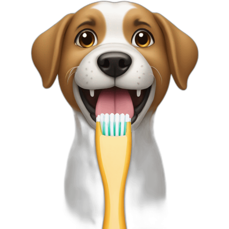 dog with a toothbrush in their mouth emoji