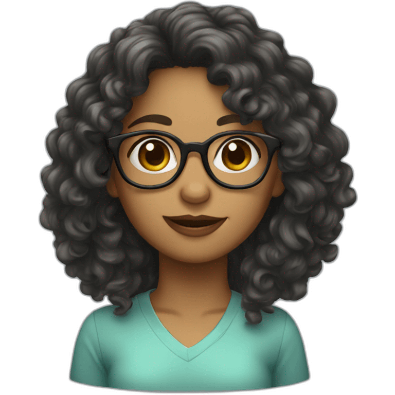 Long Curly hair girl with glasses emoji