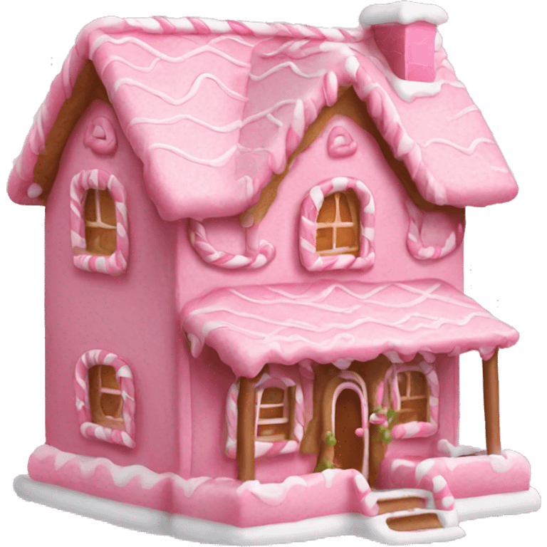 A pink gingerbread house emoji