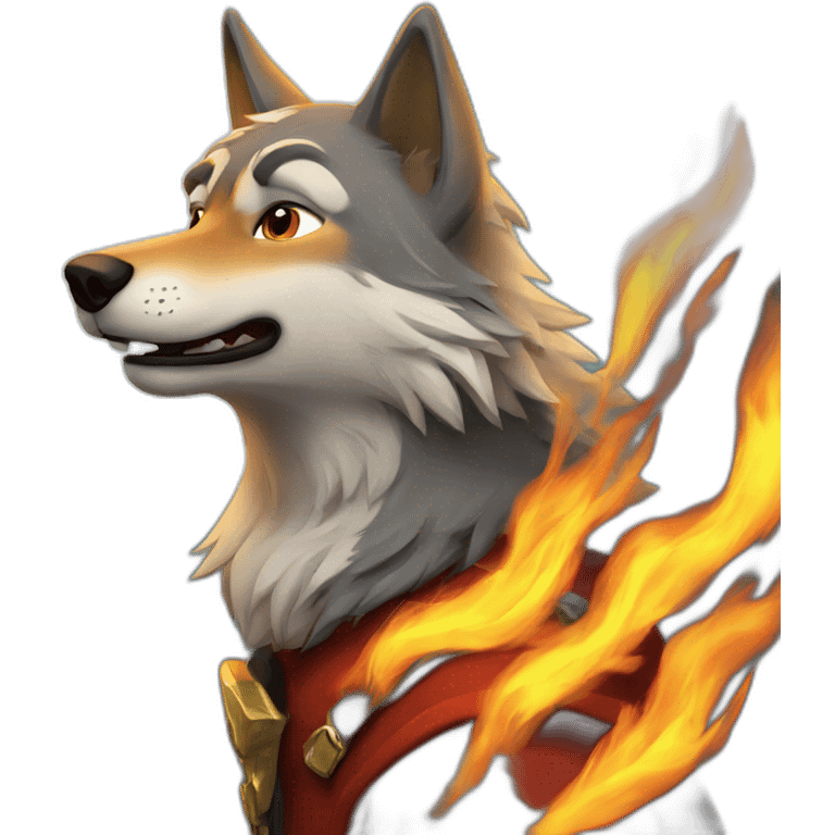 Loup en feu emoji