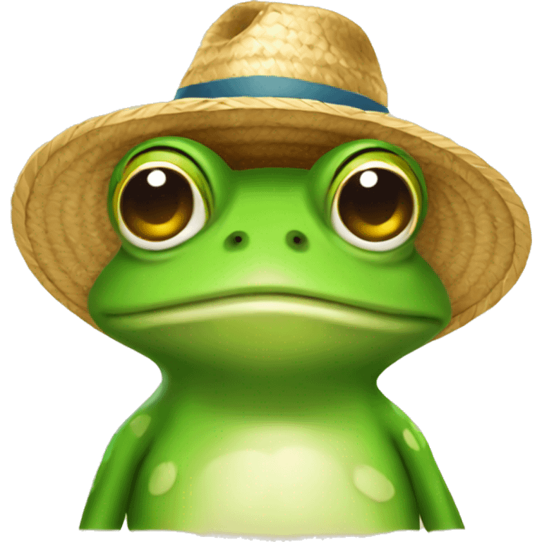 frog with straw hat emoji