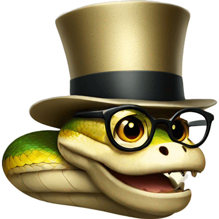 Snake with glasses and a top hat emoji