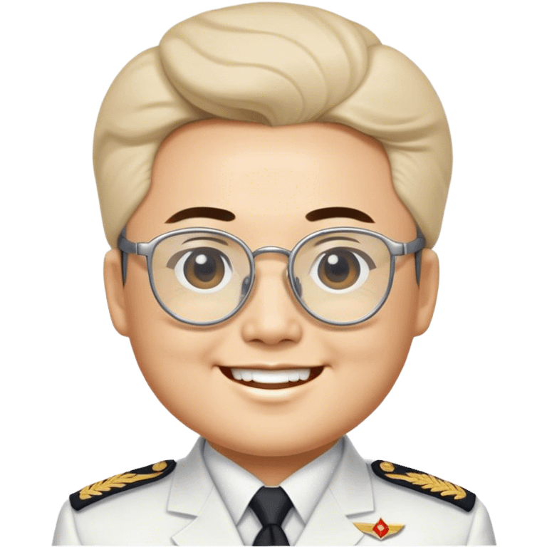 Emoji of dear leader kim il sung wearing white uniform smiling as he looks at you through his big glasses emoji