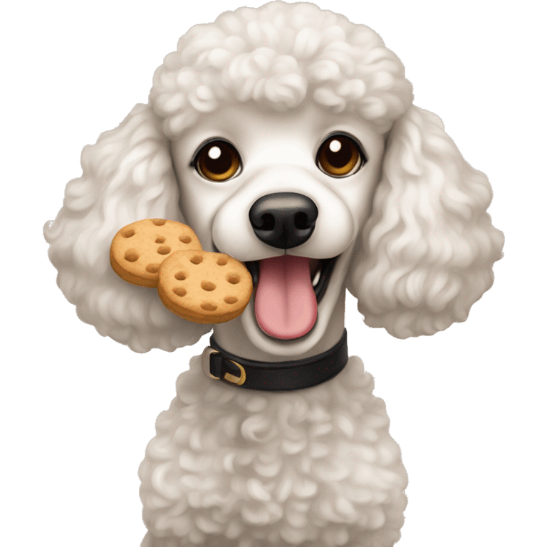 cream mini poodle eating biscuits  emoji