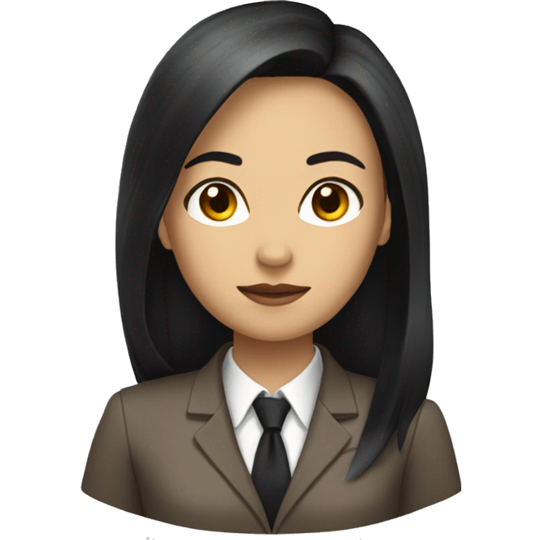 Female defense attorney with long black hair with brown suit emoji