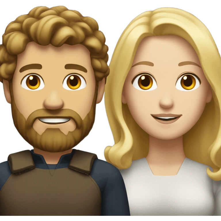 White man brown hair and beard white woman blonde hair  emoji